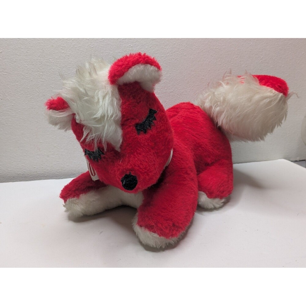 Vintage Red Skunk Plush Valentines My Toy Rushton Closed Eyes NO Tag Carnival